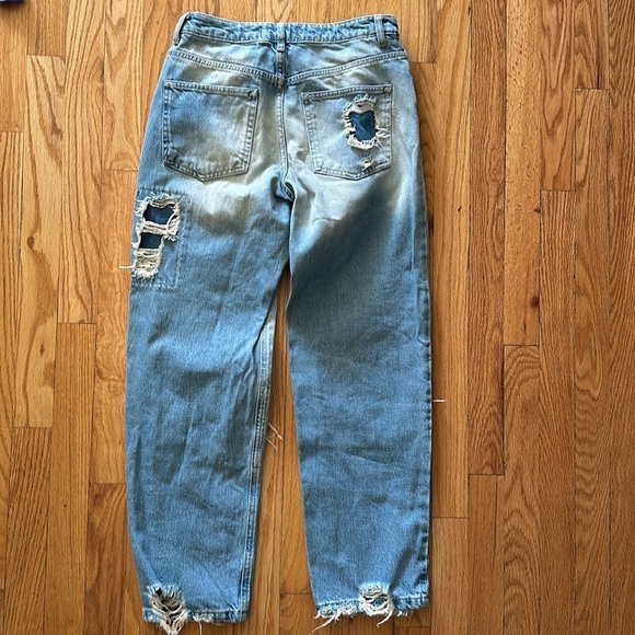 Free People sz 25 Desert Rose Jeans High Rise Straight Leg Embroidered Floral - Picture 5 of 9